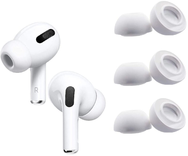 BLLQ Medium Size Ear Tips Earbuds Covers Ear Caps Eartips Earpads Compatible with Apple AirPods Pro, Silicone Tips, Fit in Case, 3 Pairs White M - Image 1